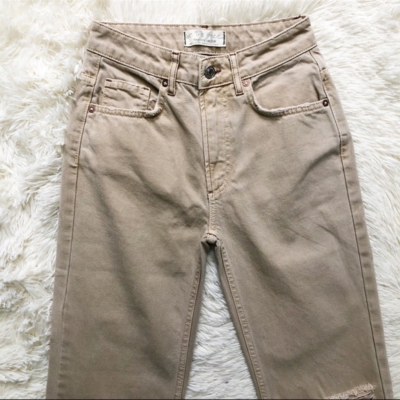 Free People Dakota Straight Leg Jeans Khaki Size 24 NWOT - Picture 3 of 12